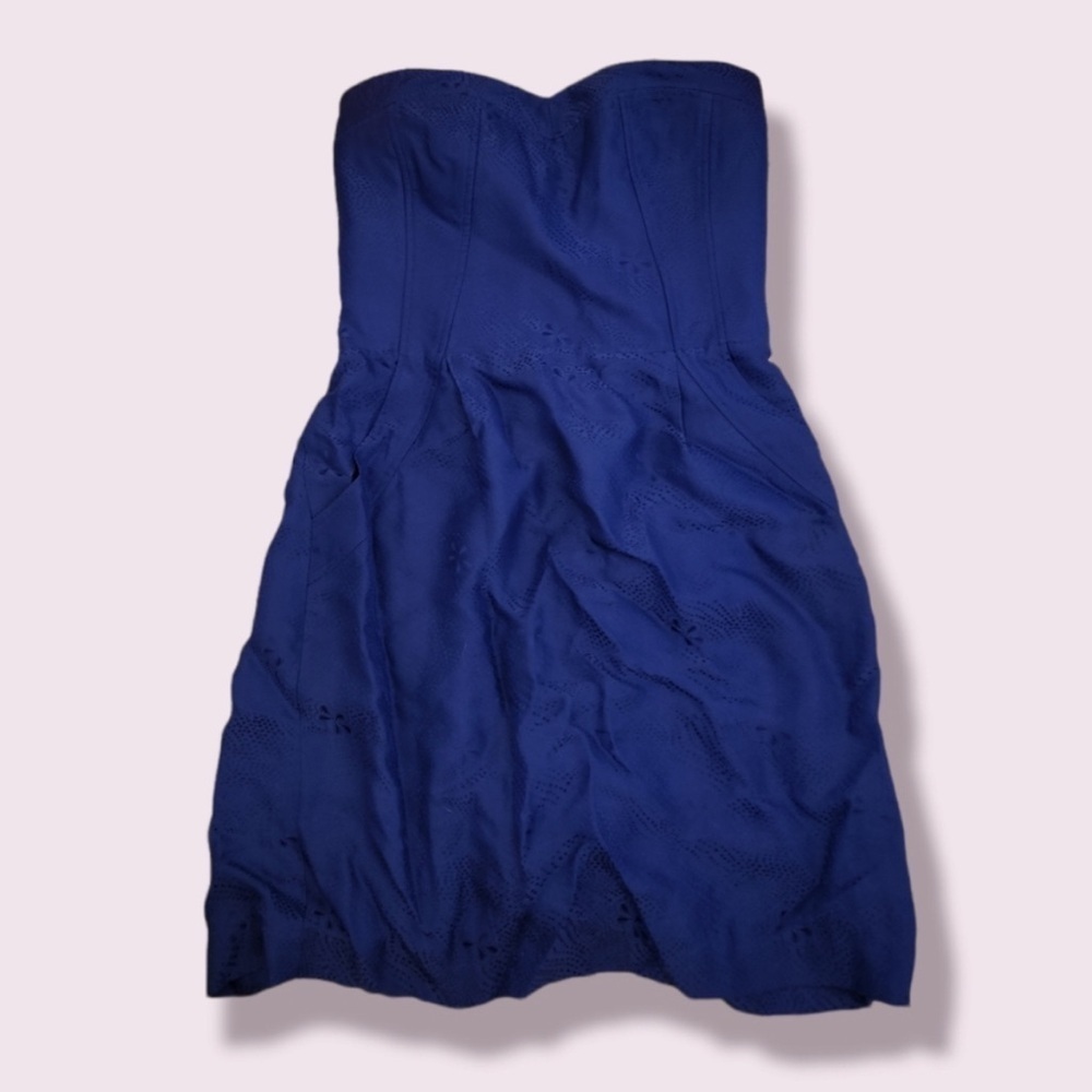 Rebecca Taylor Blue Strapless A-line Cocktail Dress